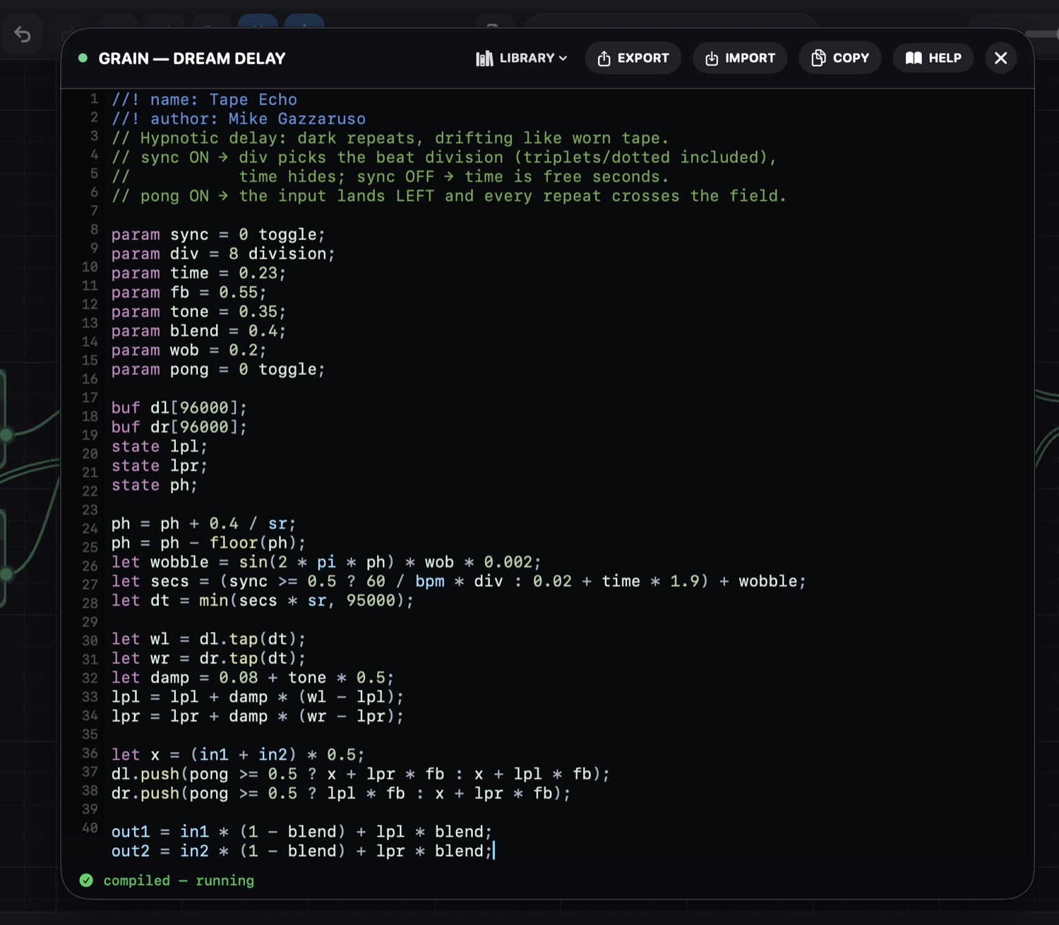 The Grain code editor with syntax highlighting