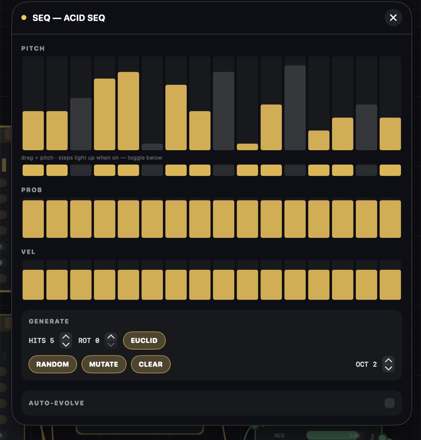 The generative step sequencer editor